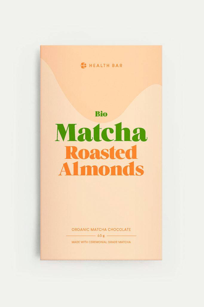 JUKSEREI HEALTH BAR · ORGANIC MATCHA CHOCOLATE ROASTED ALMONDS Jubiläumsangebot