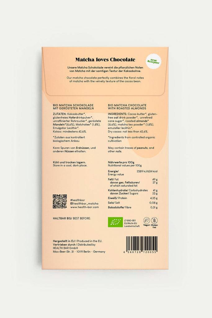 JUKSEREI HEALTH BAR · ORGANIC MATCHA CHOCOLATE ROASTED ALMONDS Jubiläumsangebot