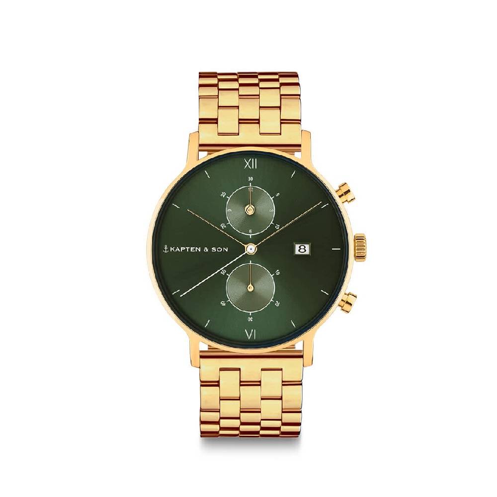 Kpten & Son Chrono Small Gold Green Steel JETZT KAUFEN