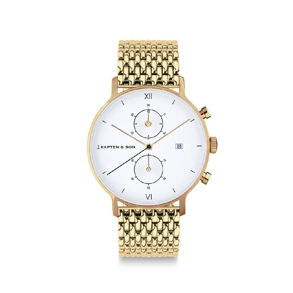 Kpten & Son Chrono Small Gold Woven Steel Zeitbegrenzte Promotion