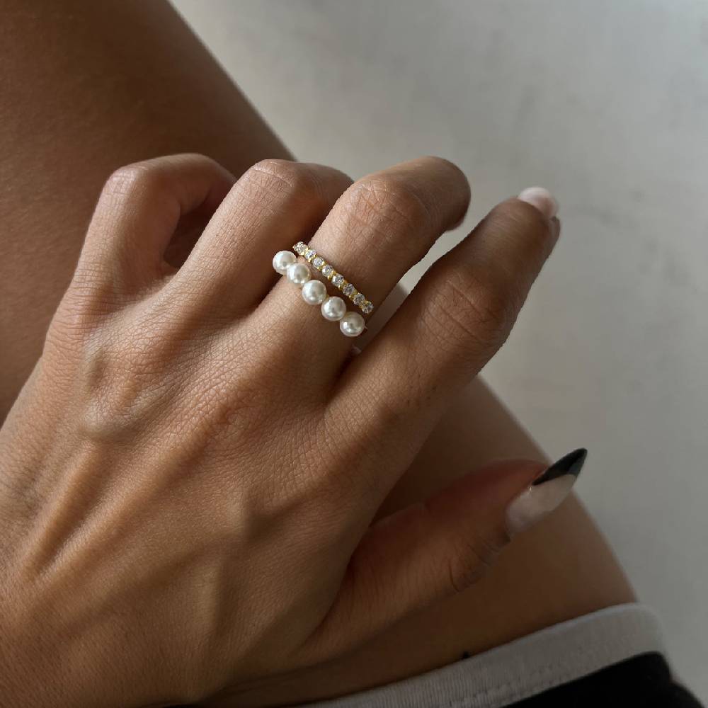 Kardelen Pointed Pearl Zirconia Ring - 925 SILBER Letzte 3 Tage