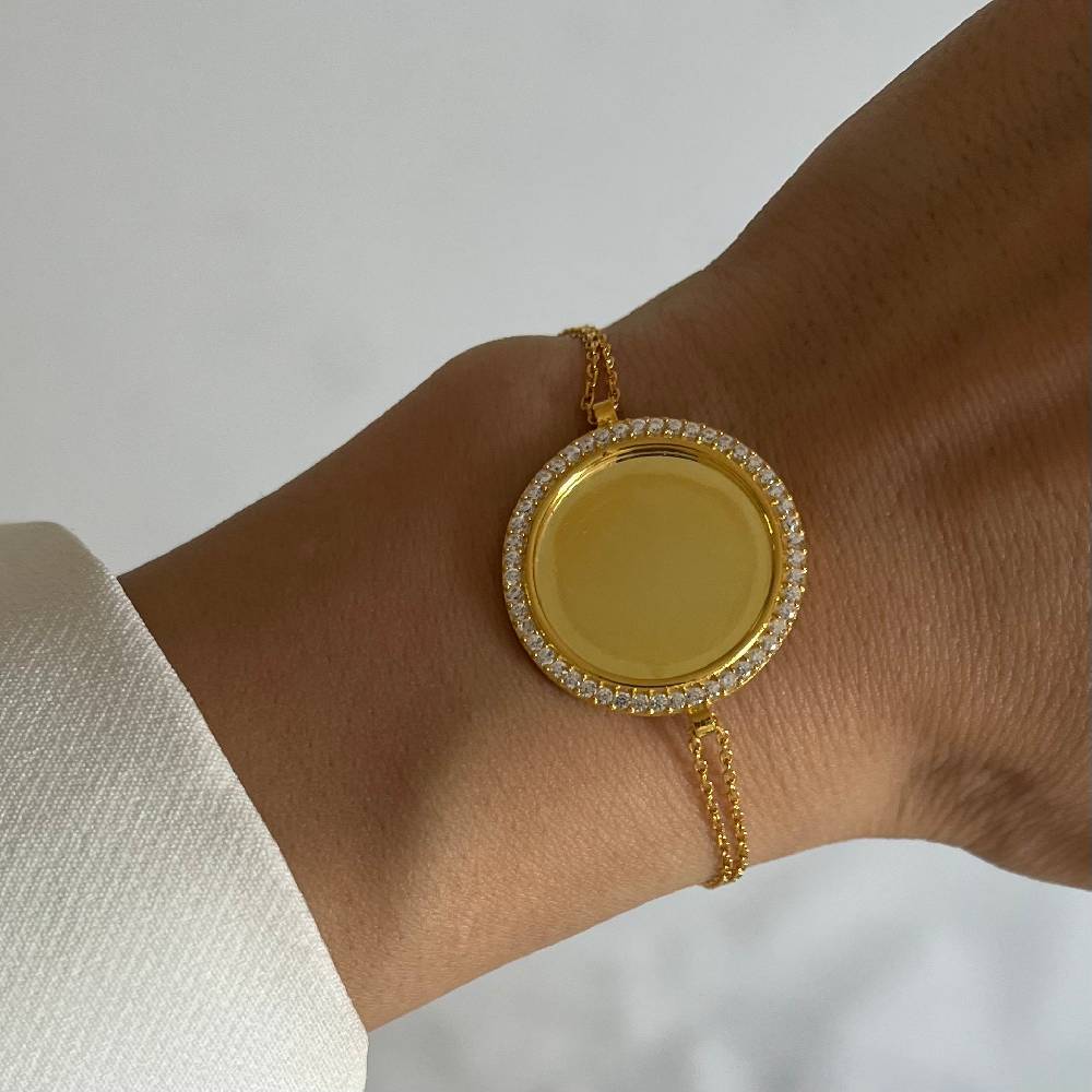 Kardelen Zirkonia Plättchen Gravurarmband - 925 SILBER Bis zu 55% Rabatt