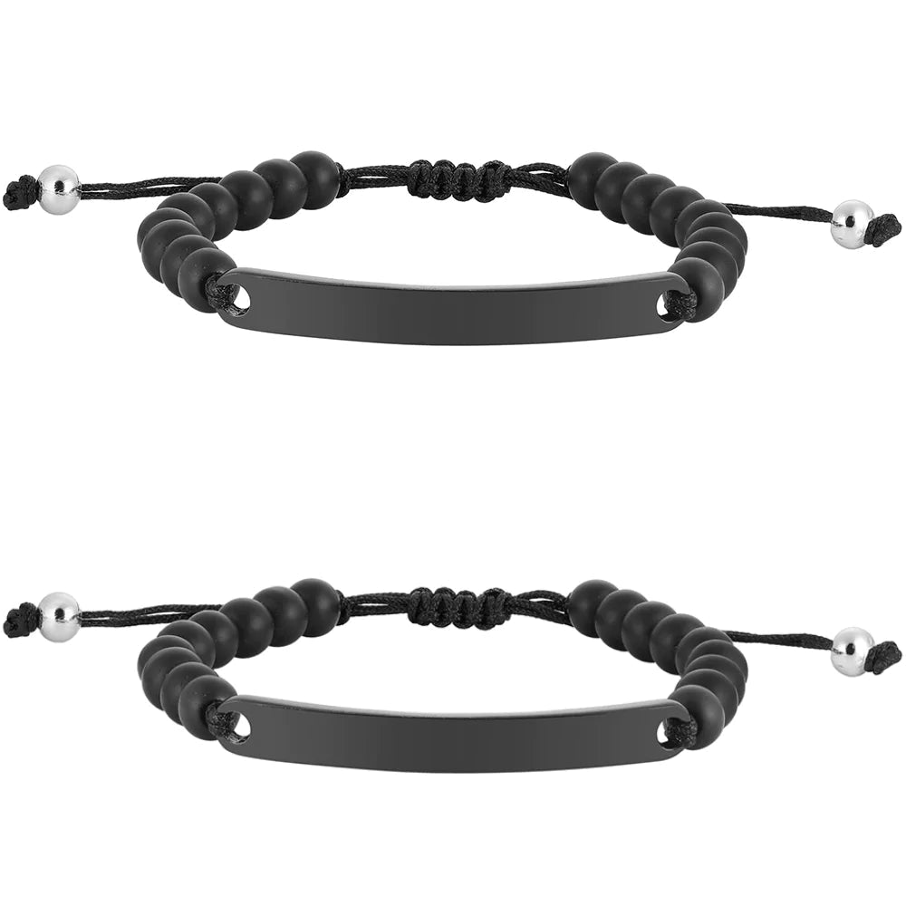 Kardelen ID-Partnerarmband mit Gravur - Pearl Black Fabrikladen