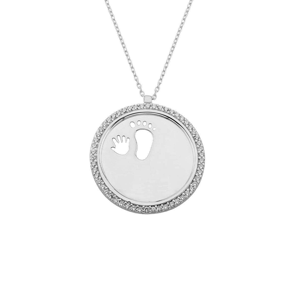 Kardelen Zirkonia Gravurkette Baby Handfuß - 925 SILBER 2025