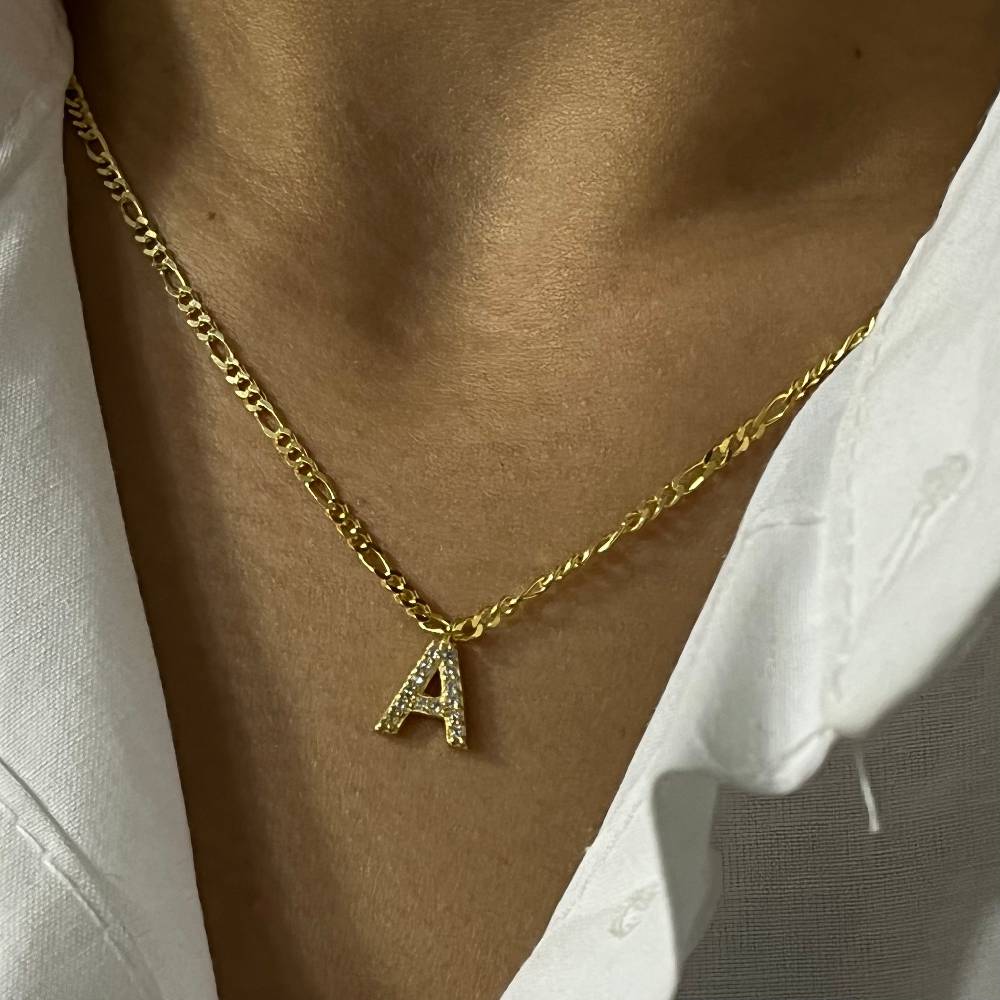 Kardelen Buchstabenkette mit Zirkonia Stein - 925 SILBER Bestseller