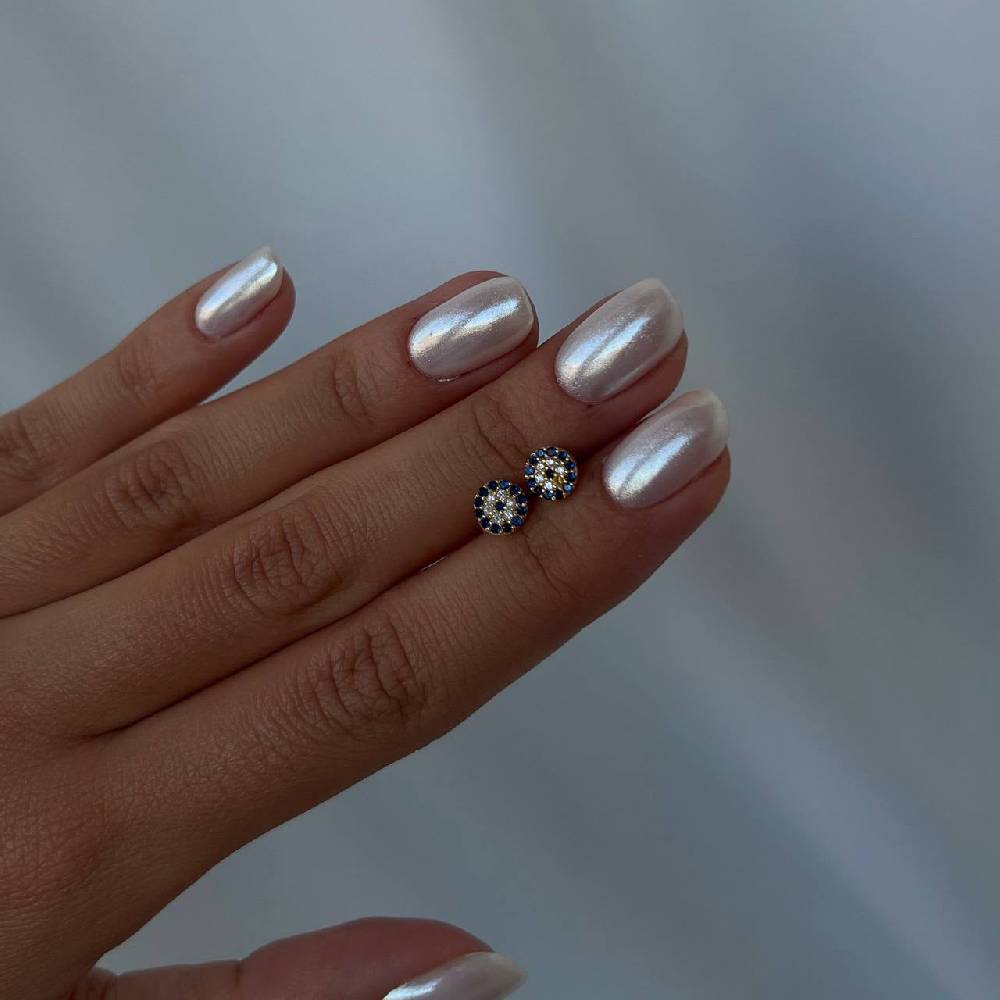 Kardelen Round Nazar Eye Stud Ohrring - 925 SILBER Super Sparpreis