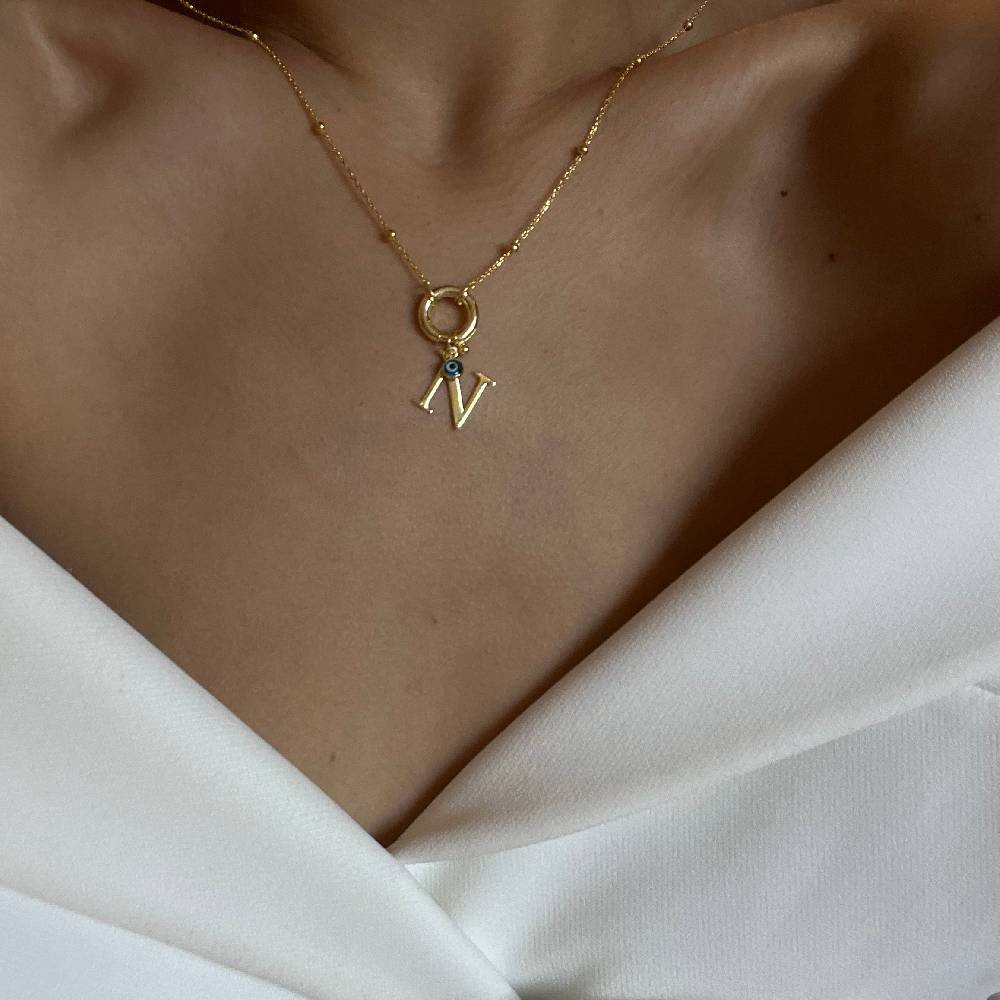 Kardelen Buchstaben Chain mit Nazar - 925 SILBER Wochenangebot