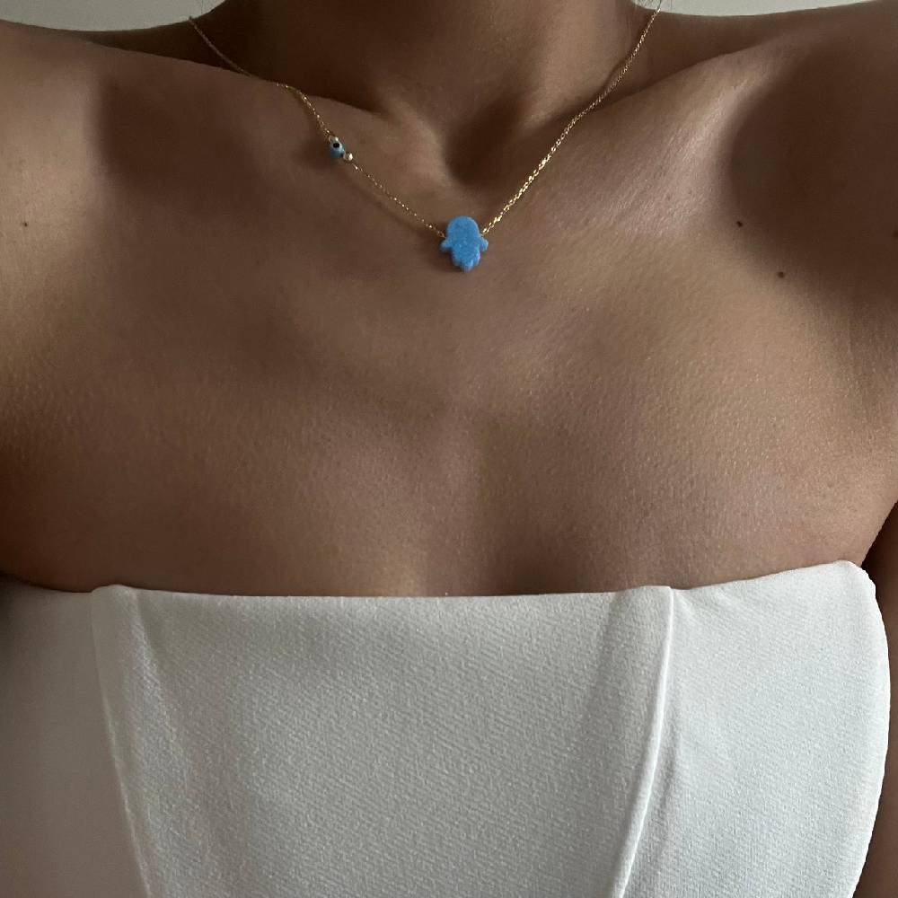 Kardelen Fatimas Hand Opal Kette mit Nazar - 925 SILBER JETZT KAUFEN