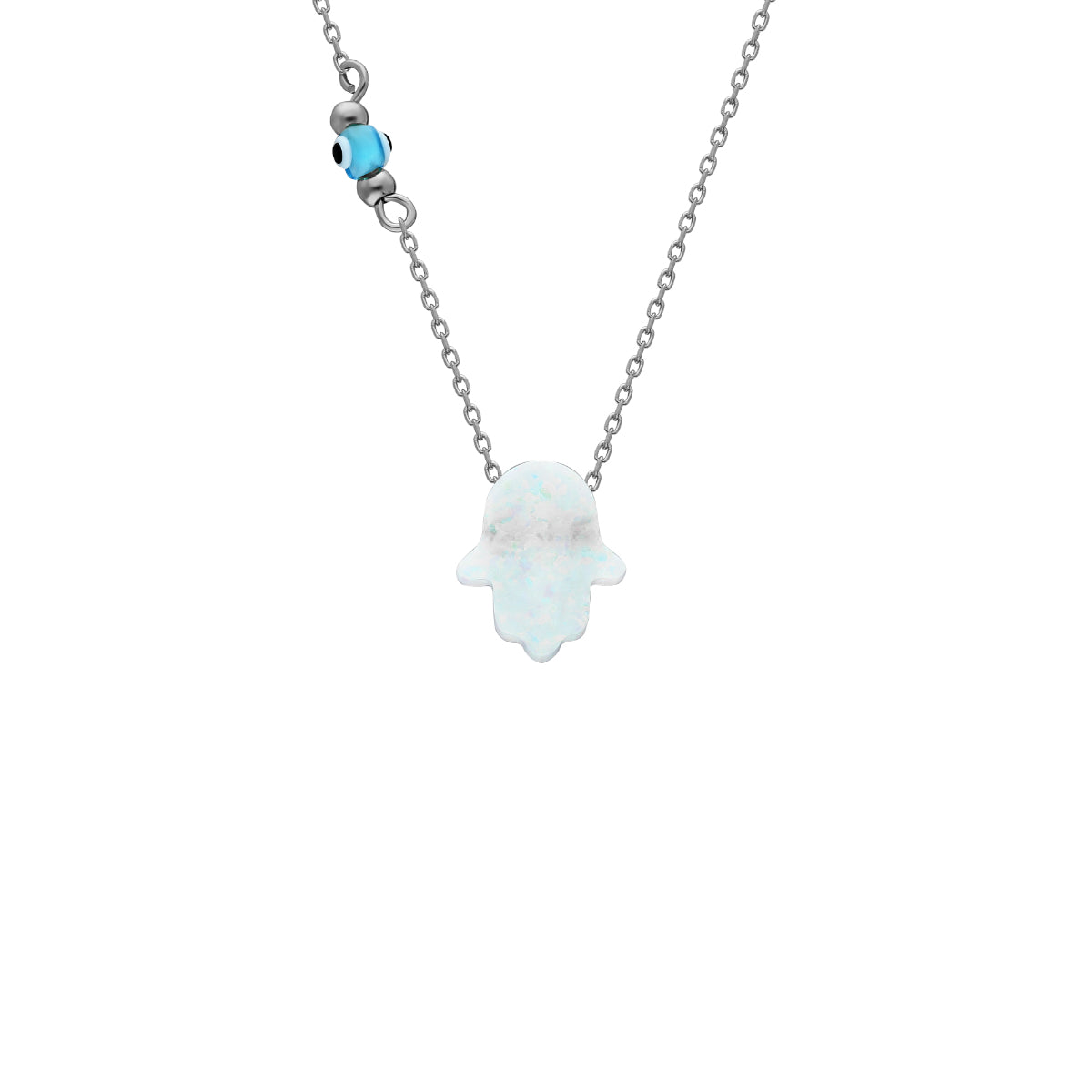 Kardelen Fatimas Hand Opal kette mit Nazar White - 925 SILBER Neueste Stile