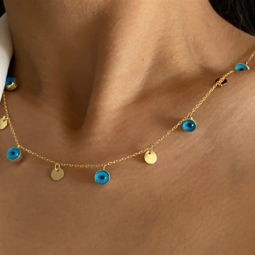 Kardelen Nazar Plättchen Kette - 925 SILBER Letzter Tag