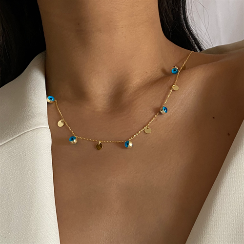 Kardelen Nazar Plättchen Kette - 925 SILBER Letzter Tag