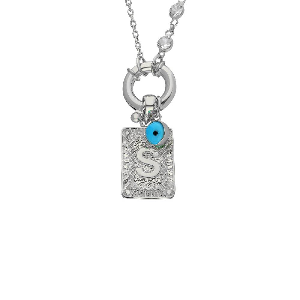 Kardelen Chain Design Iced Buchstabe mit Nazar - 925 SILBER Bis zu 65% Rabatt