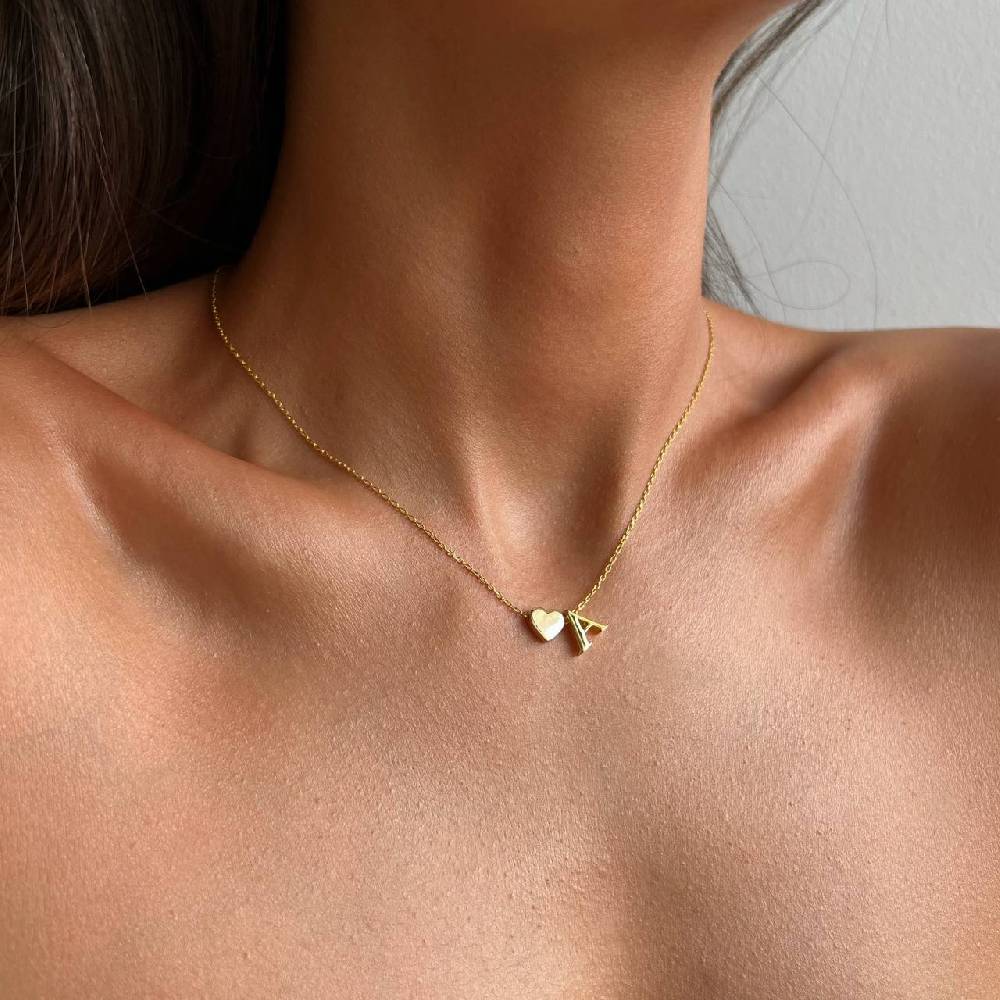 Kardelen Heart & letter Necklace - 925 SILBER Discount Store für neue Produkte