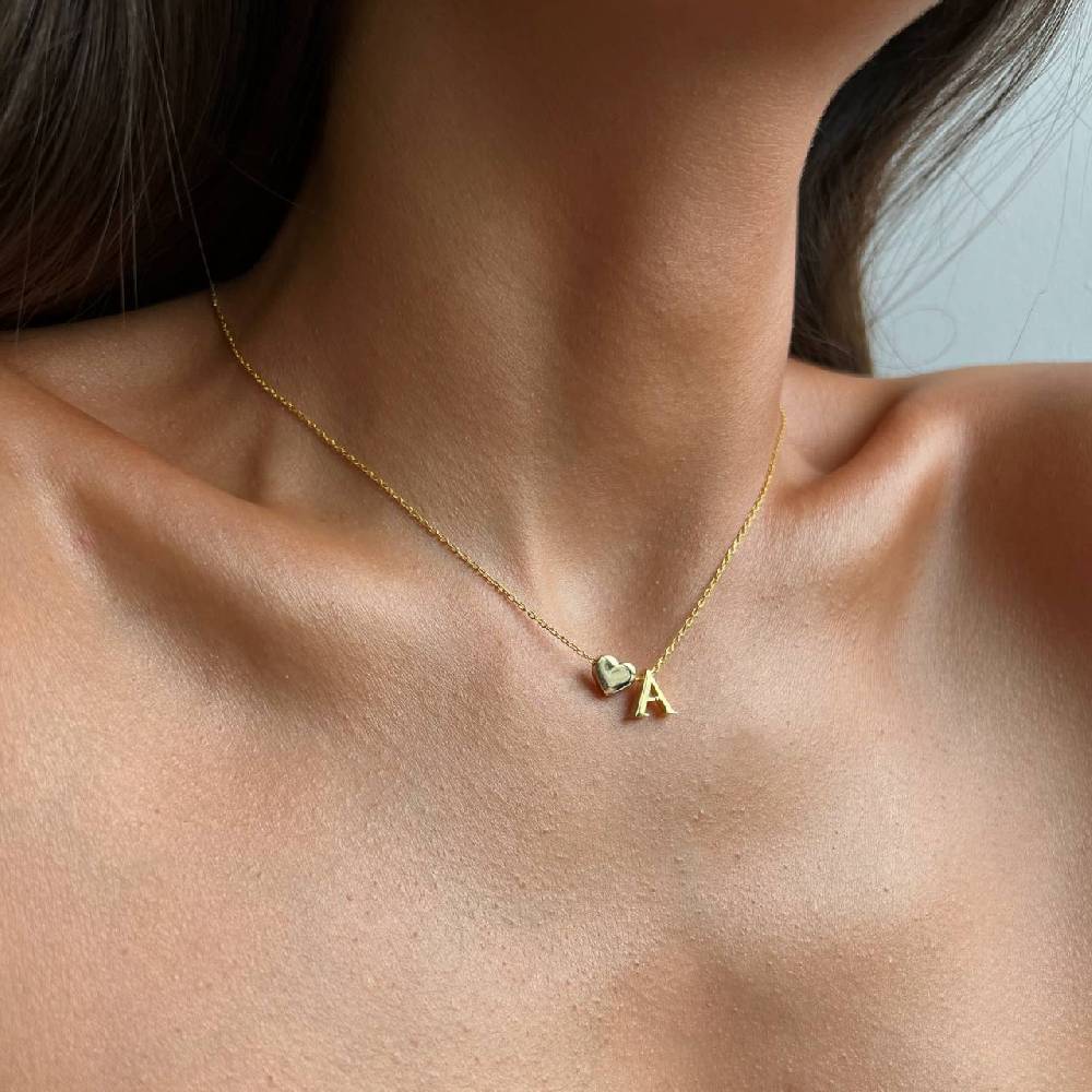 Kardelen Heart & letter Necklace - 925 SILBER Discount Store für neue Produkte