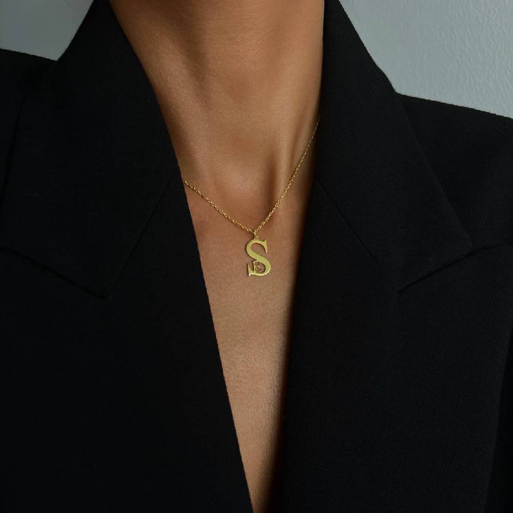 Kardelen Duo Initialen Necklace - 925 SILBER 50% Rabatt mit kostenlosem Versand
