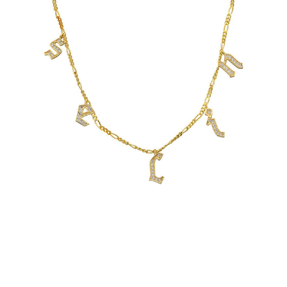 Kardelen Chocker Namenskette mit Zirkonia Gothic - 925 SILBER Clearance-Verkauf