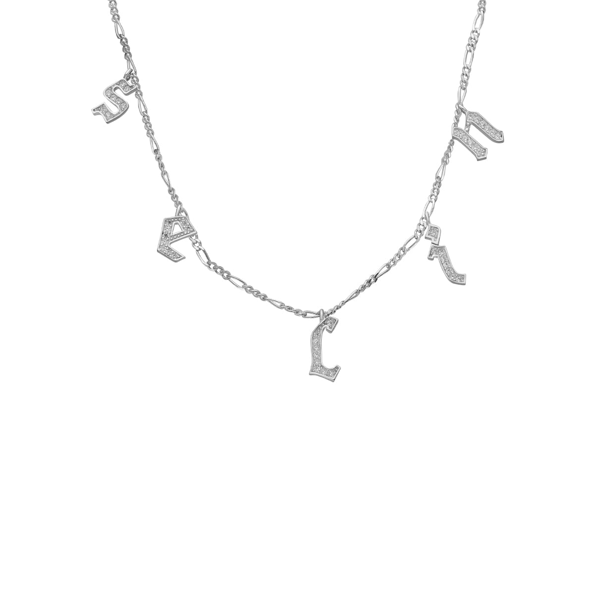 Kardelen Chocker Namenskette mit Zirkonia Gothic - 925 SILBER Clearance-Verkauf