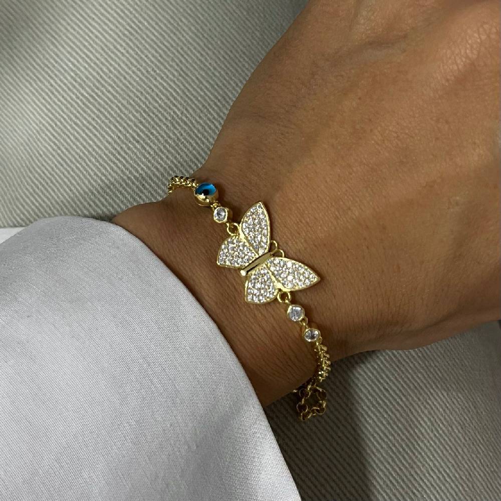 Kardelen Butterfly Nazar Armkette - 925 SILBER Günstiger Verkauf