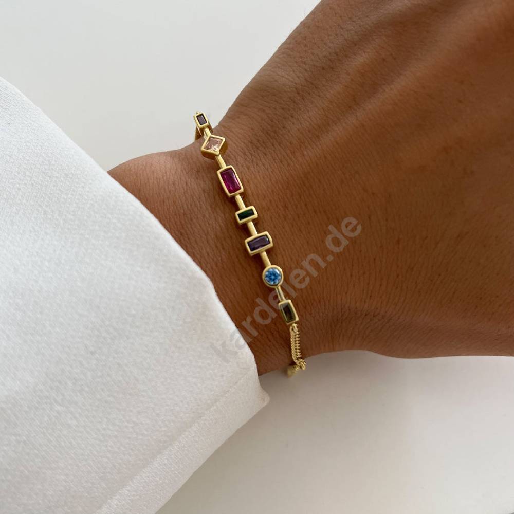 Kardelen Colorfull Stein Armkette - 925 SILBER Fabrikverkauf