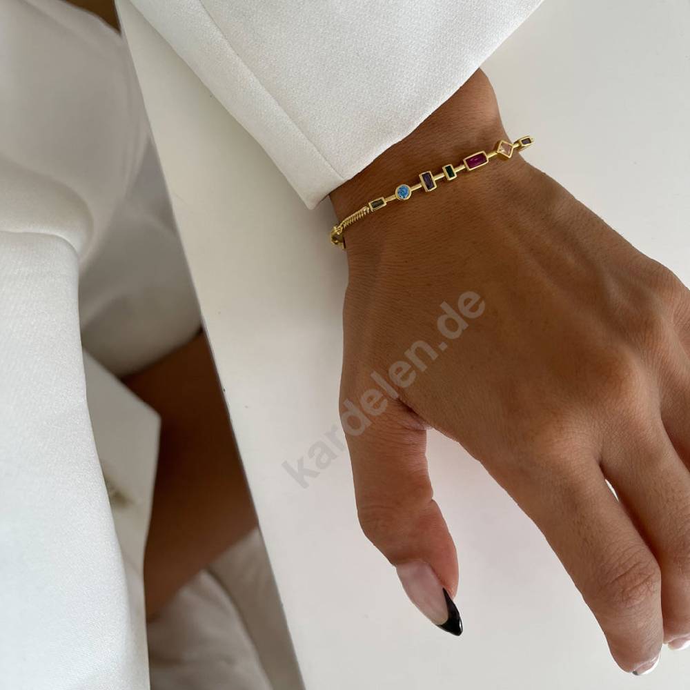 Kardelen Colorfull Stein Armkette - 925 SILBER Fabrikverkauf