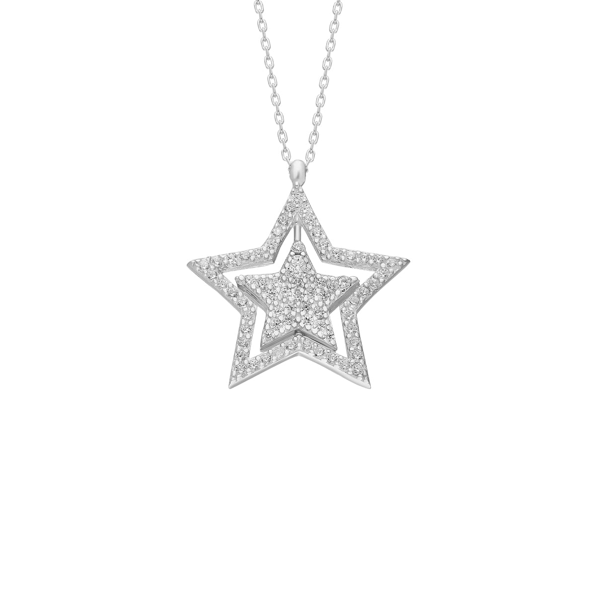 Kardelen Glänzend Star Halskette - 925 SILBER Exklusivangebot