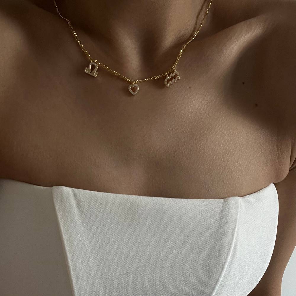 Kardelen Sternzeichen Partner Kette mit Herz 2 - 925 SILBER JETZT KAUFEN