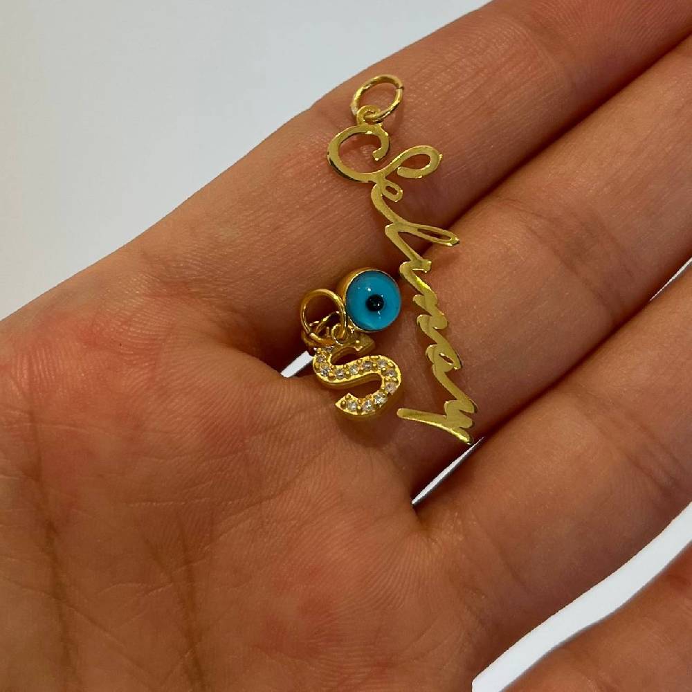 Kardelen Chain Strass Signatur Halskette mit Nazar - 925 SILBER Vierteljährliche Förderung