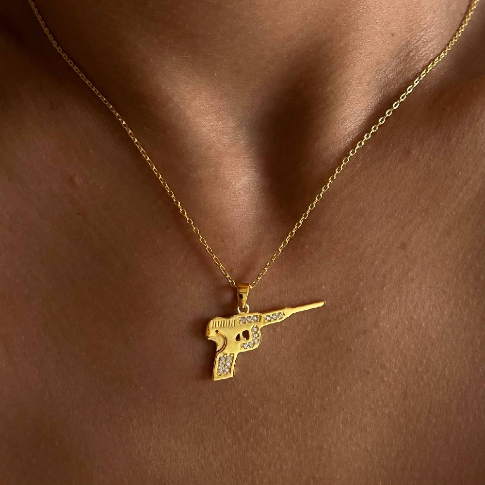 Kardelen Pistole Kette mit Zirkonia - 925 SILBER Verkauf