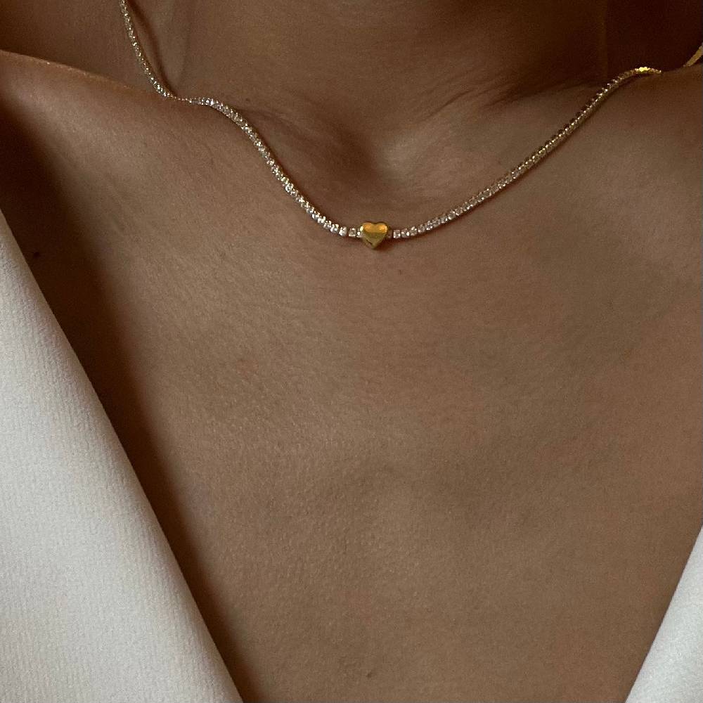 Kardelen Chain Strass herzkette - 925 SILBER Begrenztes Angebot