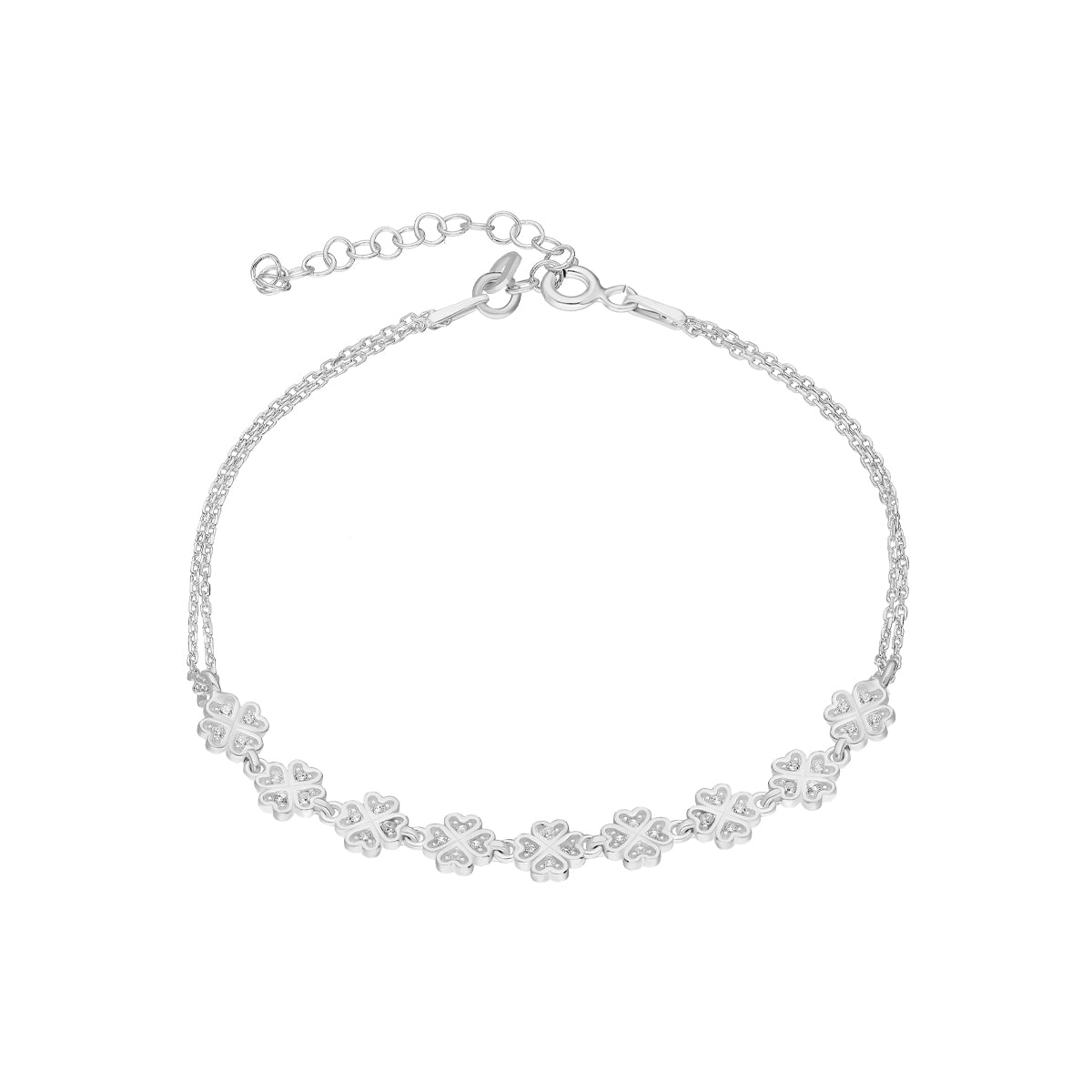 Kardelen Kleeblatt Armkette mit Zirkonia - 925 SILBER Exklusivangebot