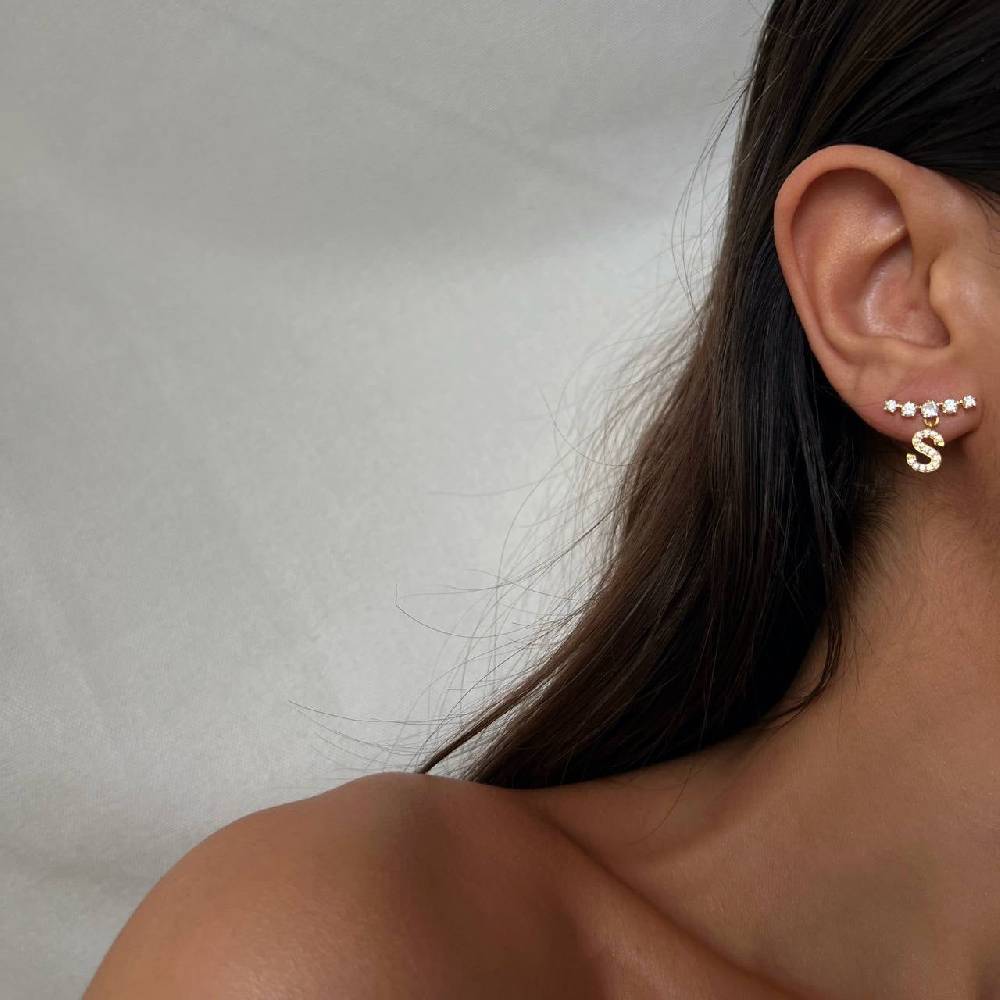 Kardelen Estee mit Initialen Ohrring - 925 SILBER Valentinstagsangebot