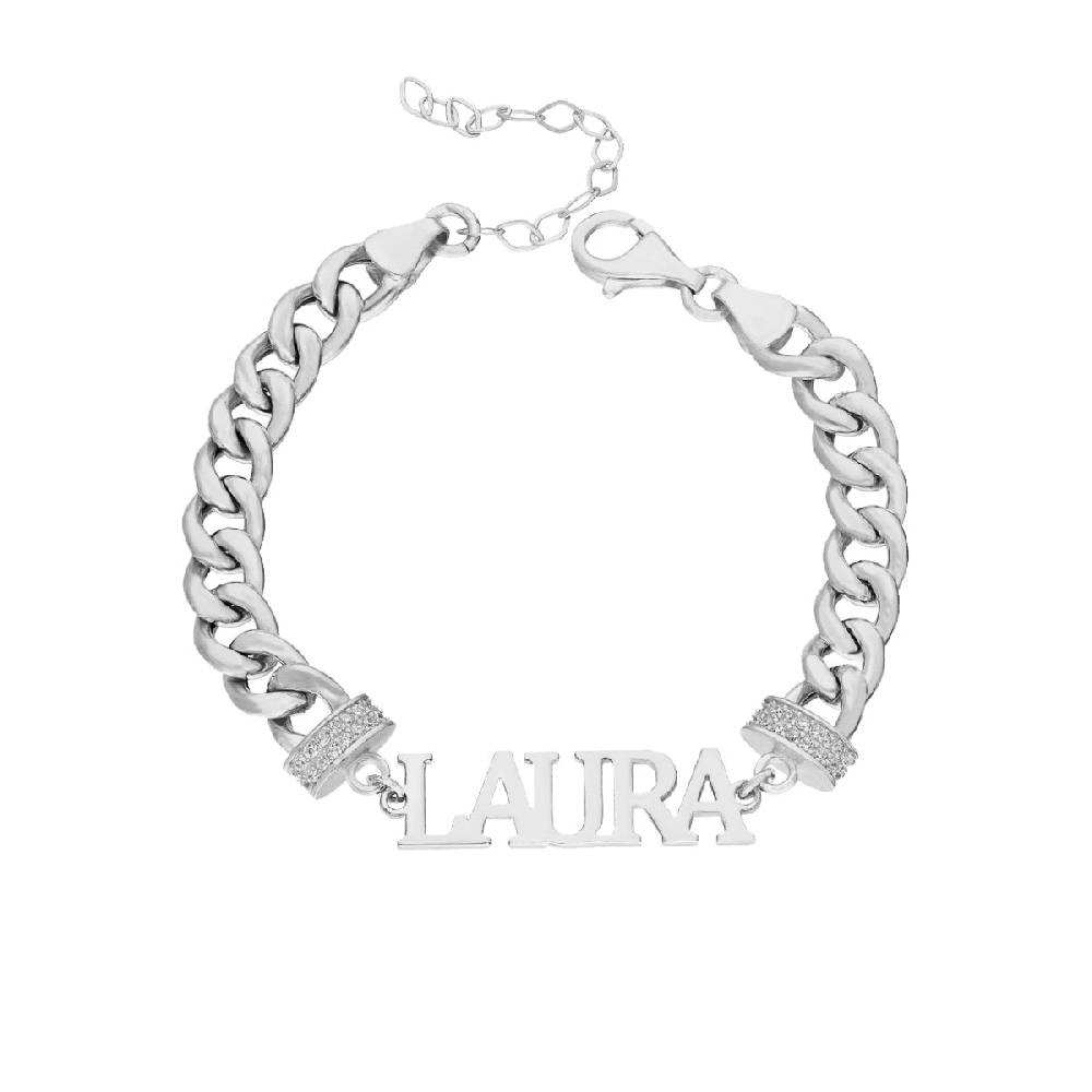 Kardelen Cubice Armkette mit Wunschnamen - 925 SILBER Zeitlich begrenztes Angebot