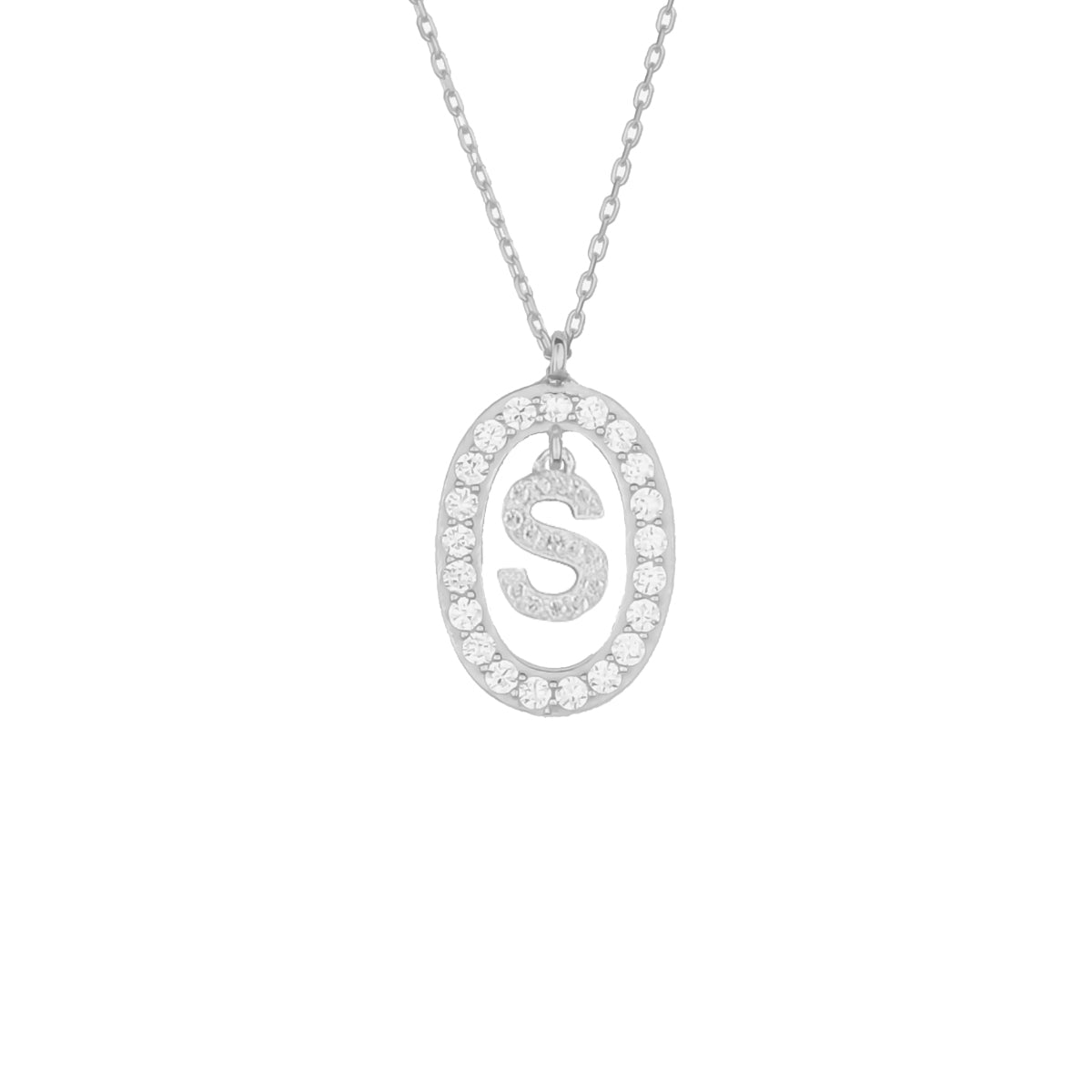Kardelen Oval Zirkonia Buchstaben Kette - 925 SILBER Blitzangebot