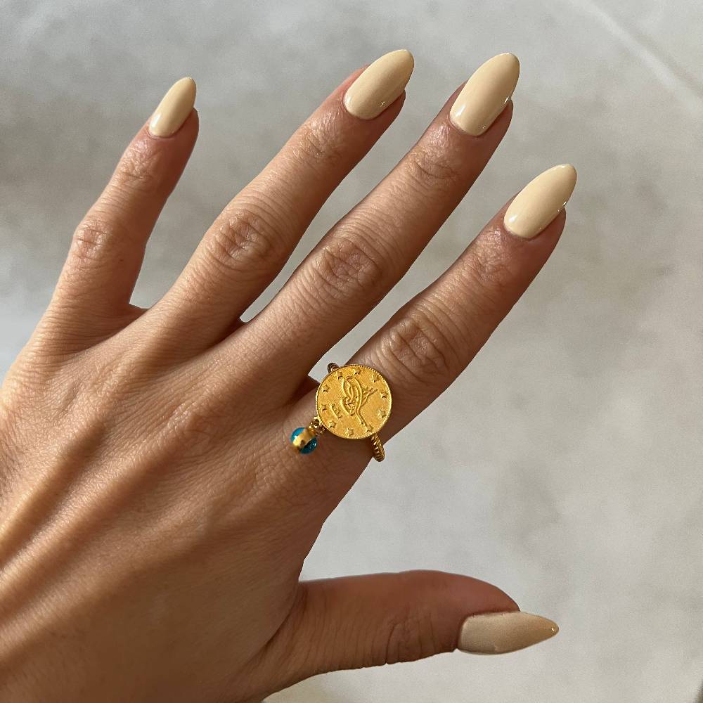 Kardelen Ceyrek Ring mit Nazar - 925 SILBER Super Sparpreis