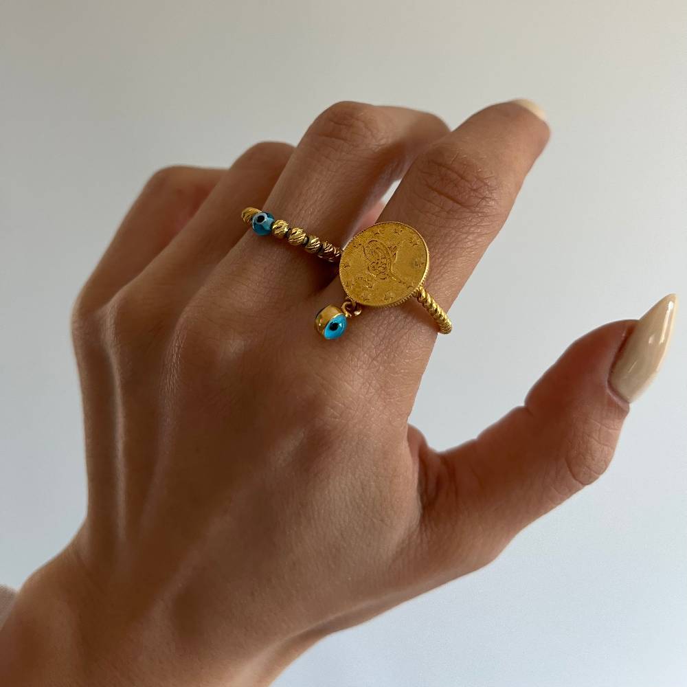 Kardelen Ceyrek Ring mit Nazar - 925 SILBER Super Sparpreis