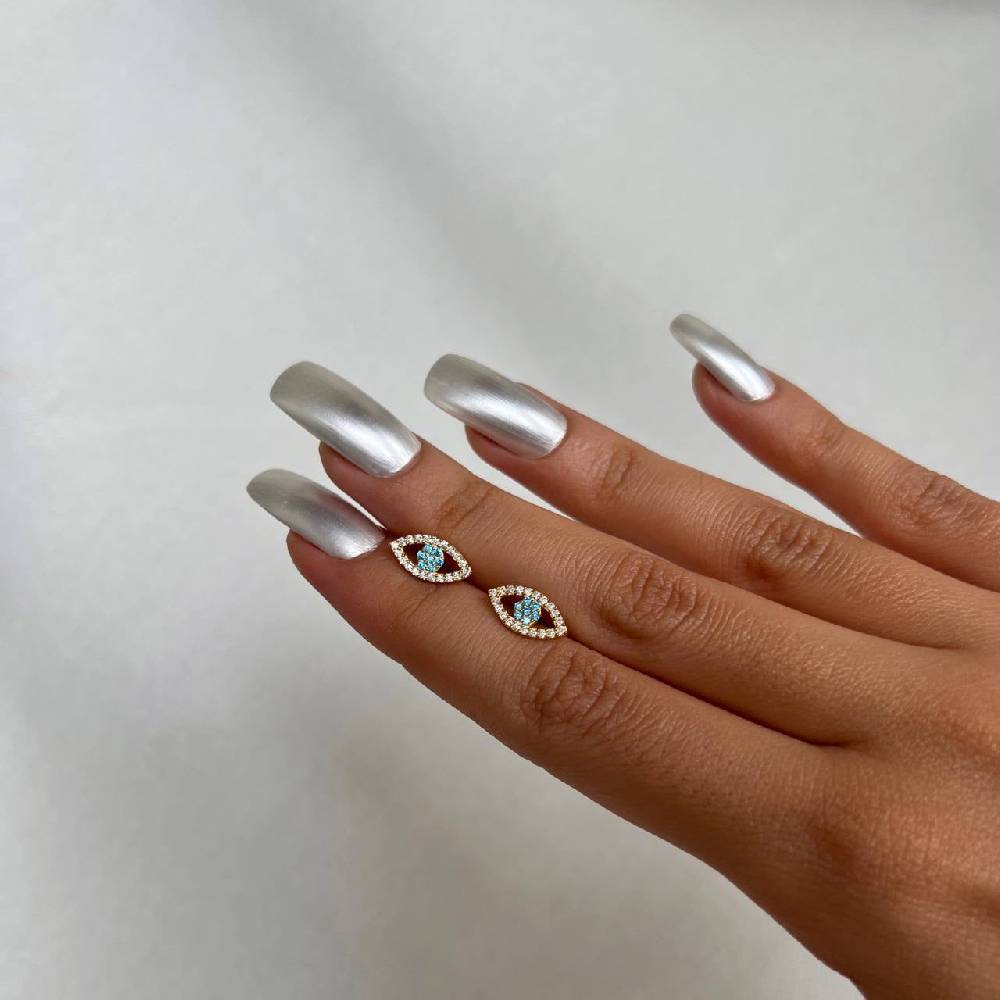 Kardelen Auge Nazar Mini Ohrring - 925 SILBER Begrenzte Freigabe
