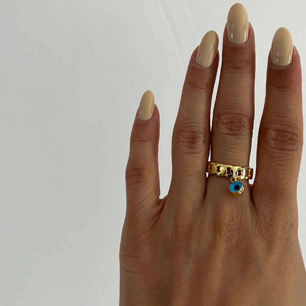 Kardelen Nazar Cuban Link Ring - 925 SILBER Bis zu 50% Rabatt