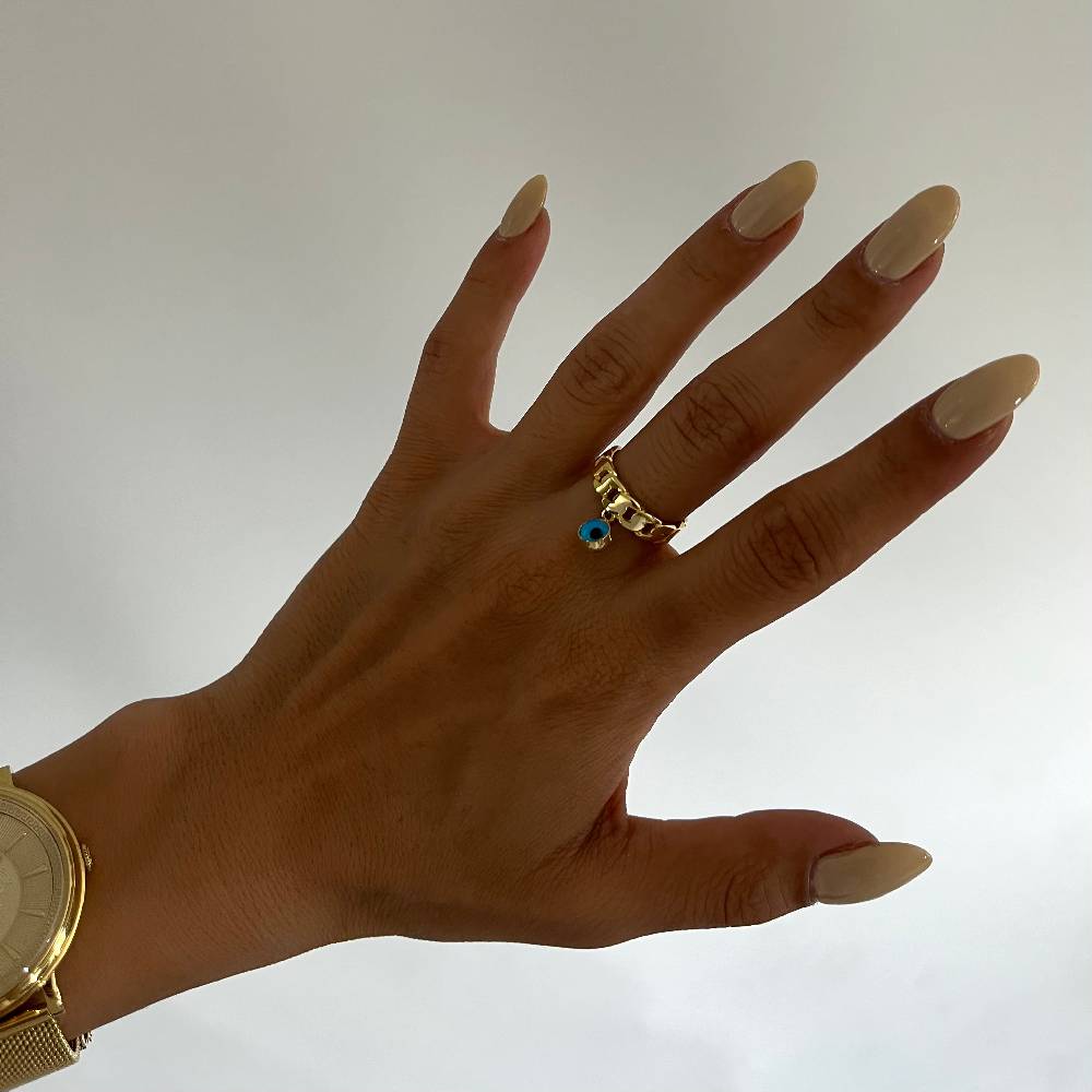 Kardelen Nazar Cuban Link Ring - 925 SILBER Bis zu 50% Rabatt