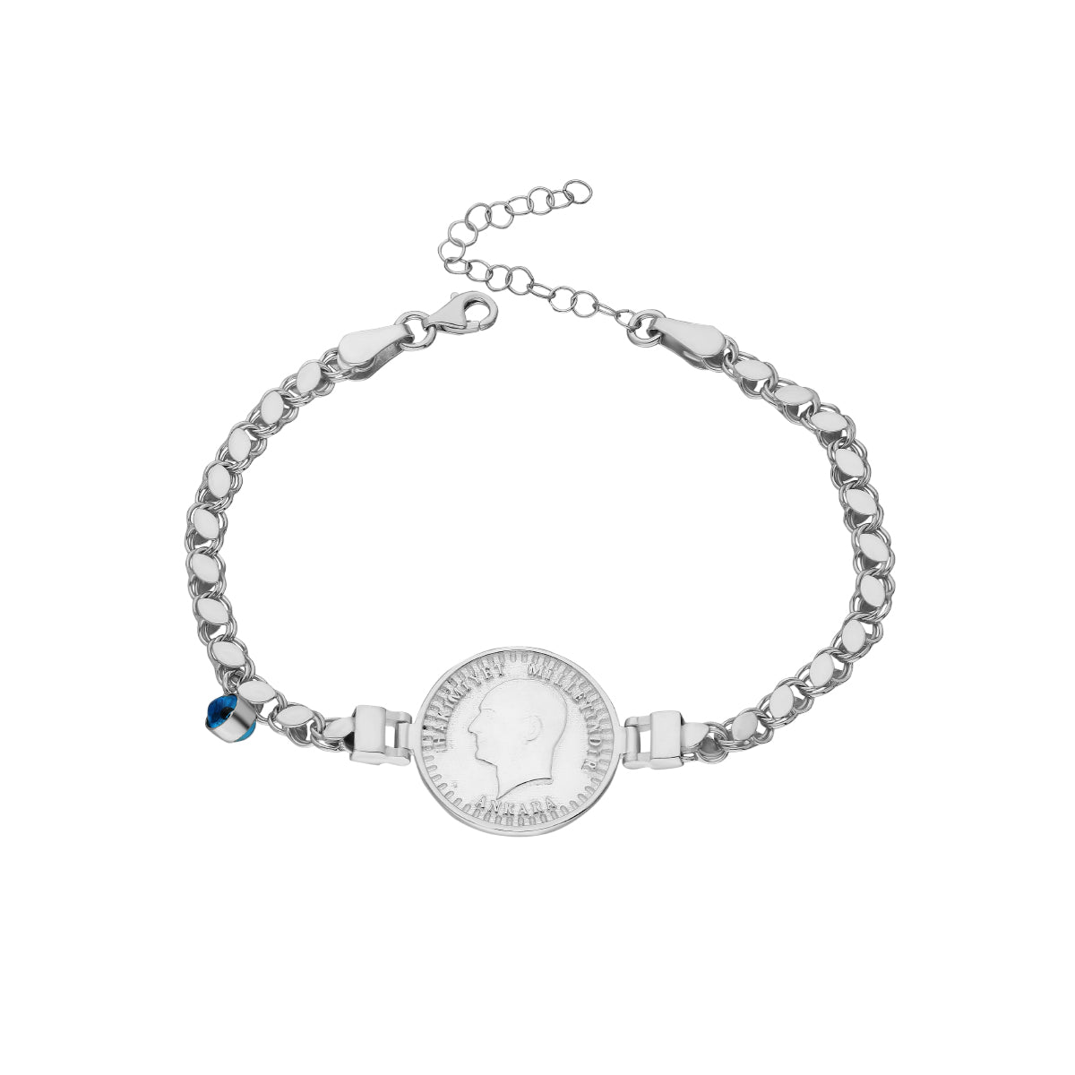 Kardelen Atatürk Gersten Armkette mit Nazar - 925 SILBER Begrenztes Angebot