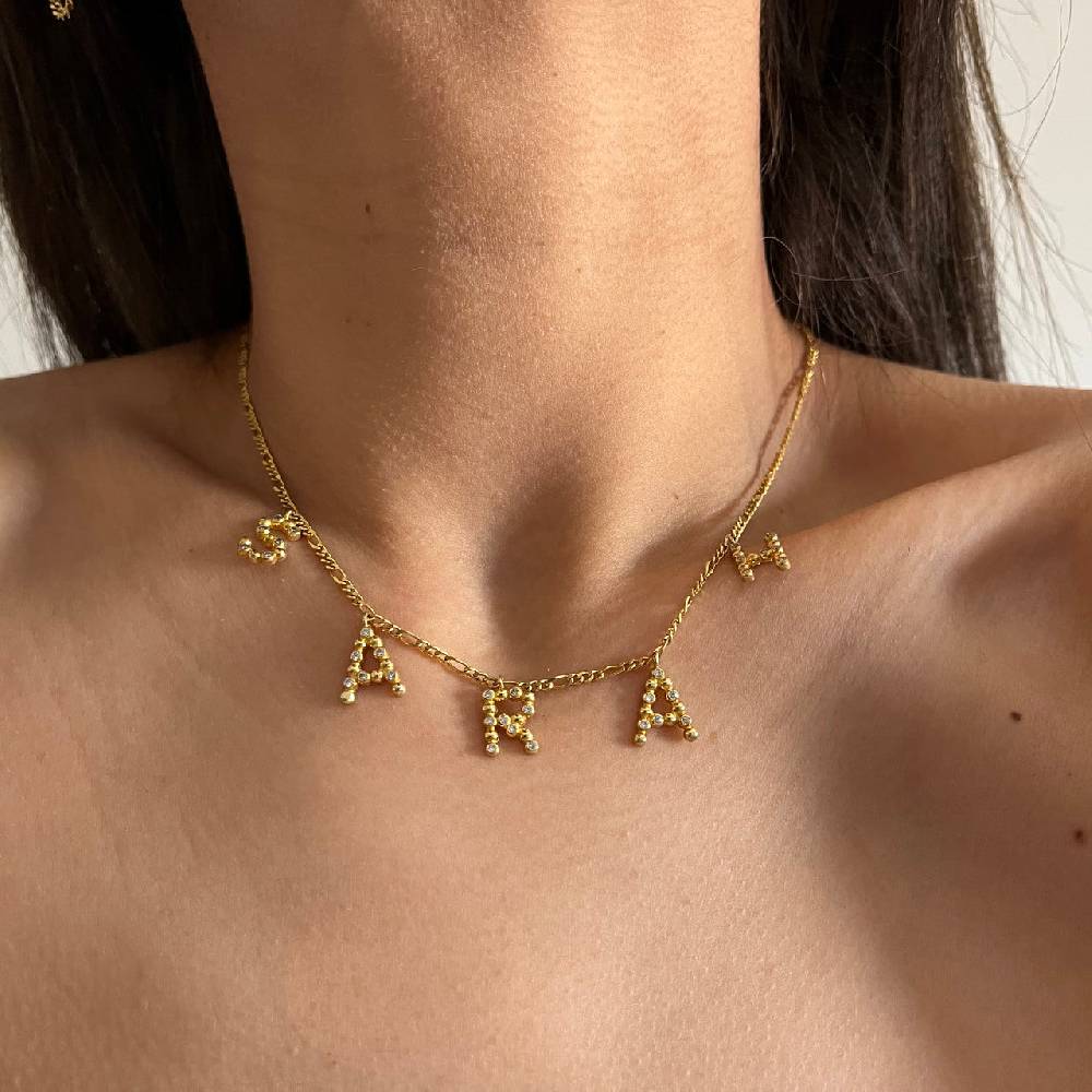 Kardelen Chocker Ball Zirkonia Namenskette - 925 SILBER Exklusive Angebote