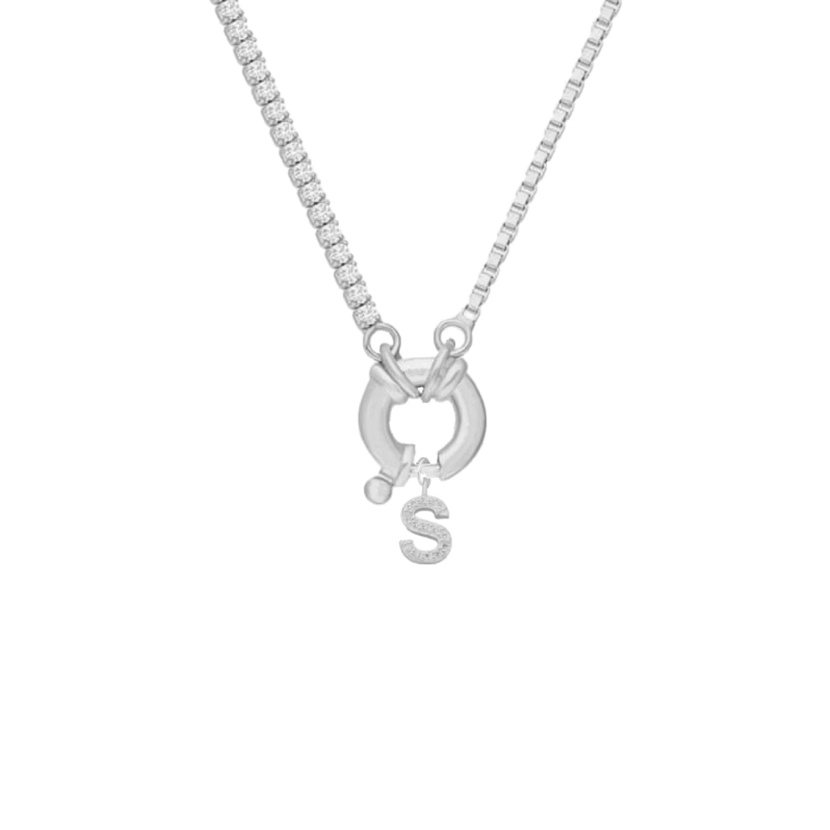 Kardelen Chain Design Iced-Buchstabe - 925 SILBER Räumungsverkauf