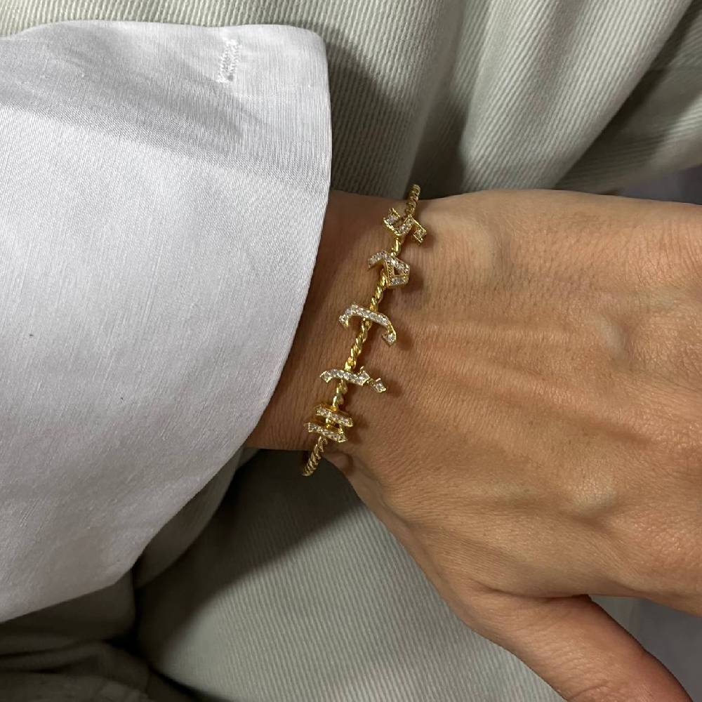 Kardelen Burma Armband mit Zirkonia Buchstaben Gothic - 925 SILBER VIP-Rabatte