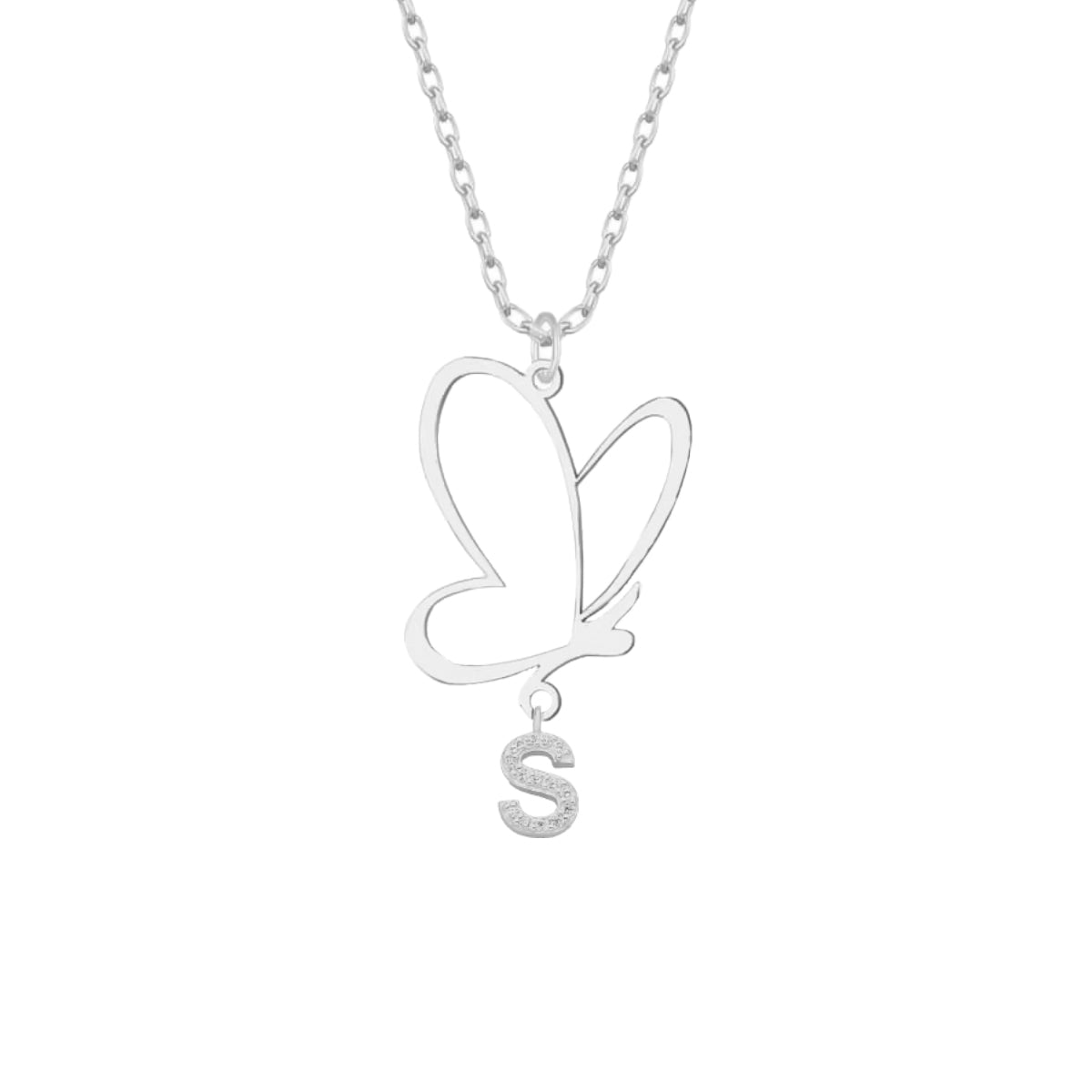 Kardelen Butterfly Kette mit Wunschbuchstabe - 925 SILBER 50% Rabatt mit kostenlosem Versand