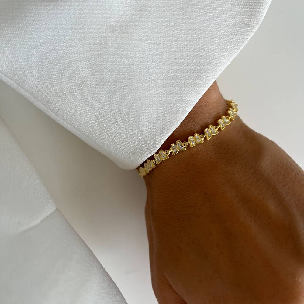 Kardelen Butterfly Armkette mit Zirkonia - 925 SILBER Speichern exportieren
