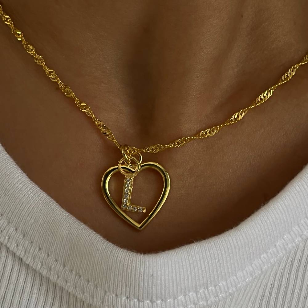 Kardelen Herz Zirkonia Buchstaben Kette - 925 SILBER Outlet