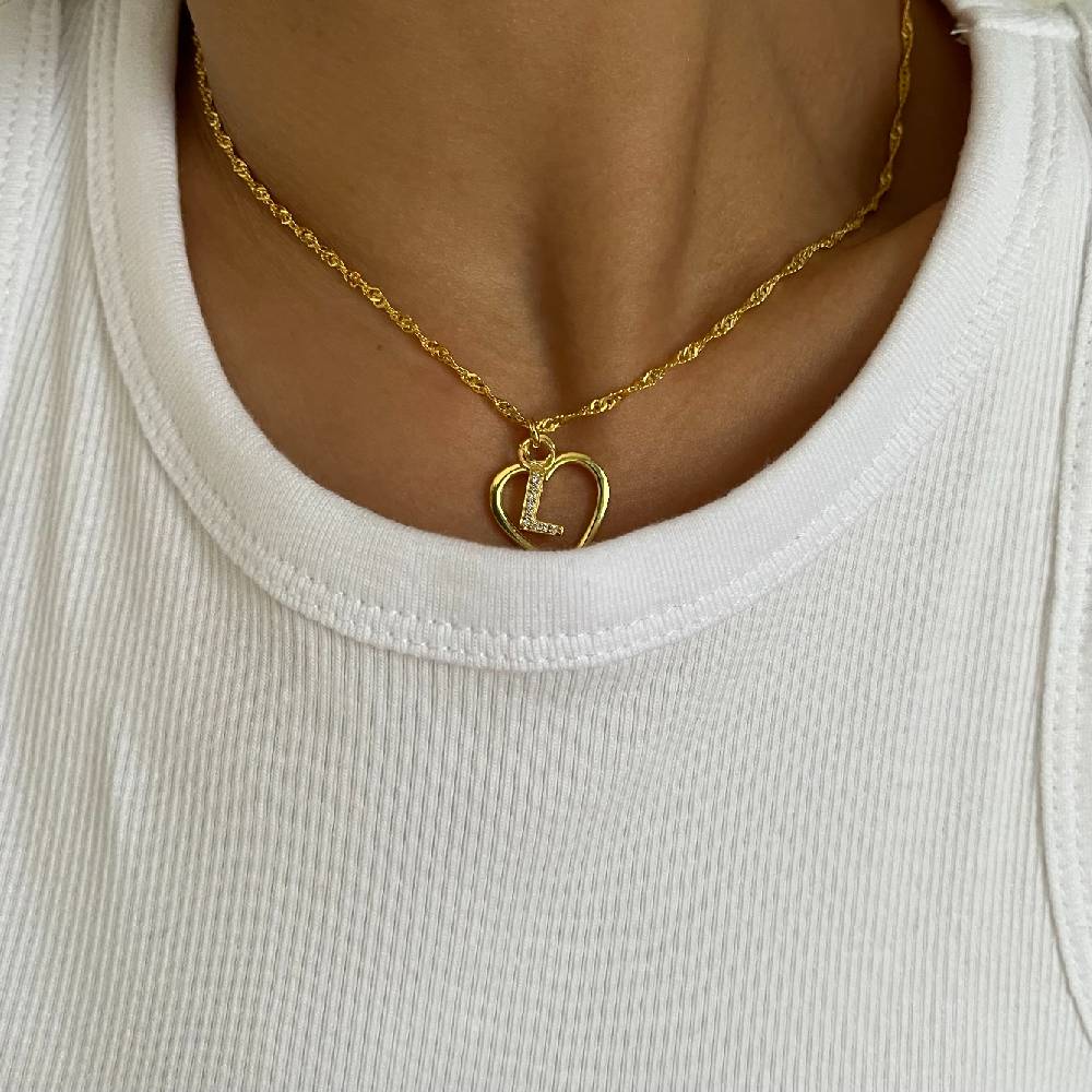 Kardelen Herz Zirkonia Buchstaben Kette - 925 SILBER Outlet