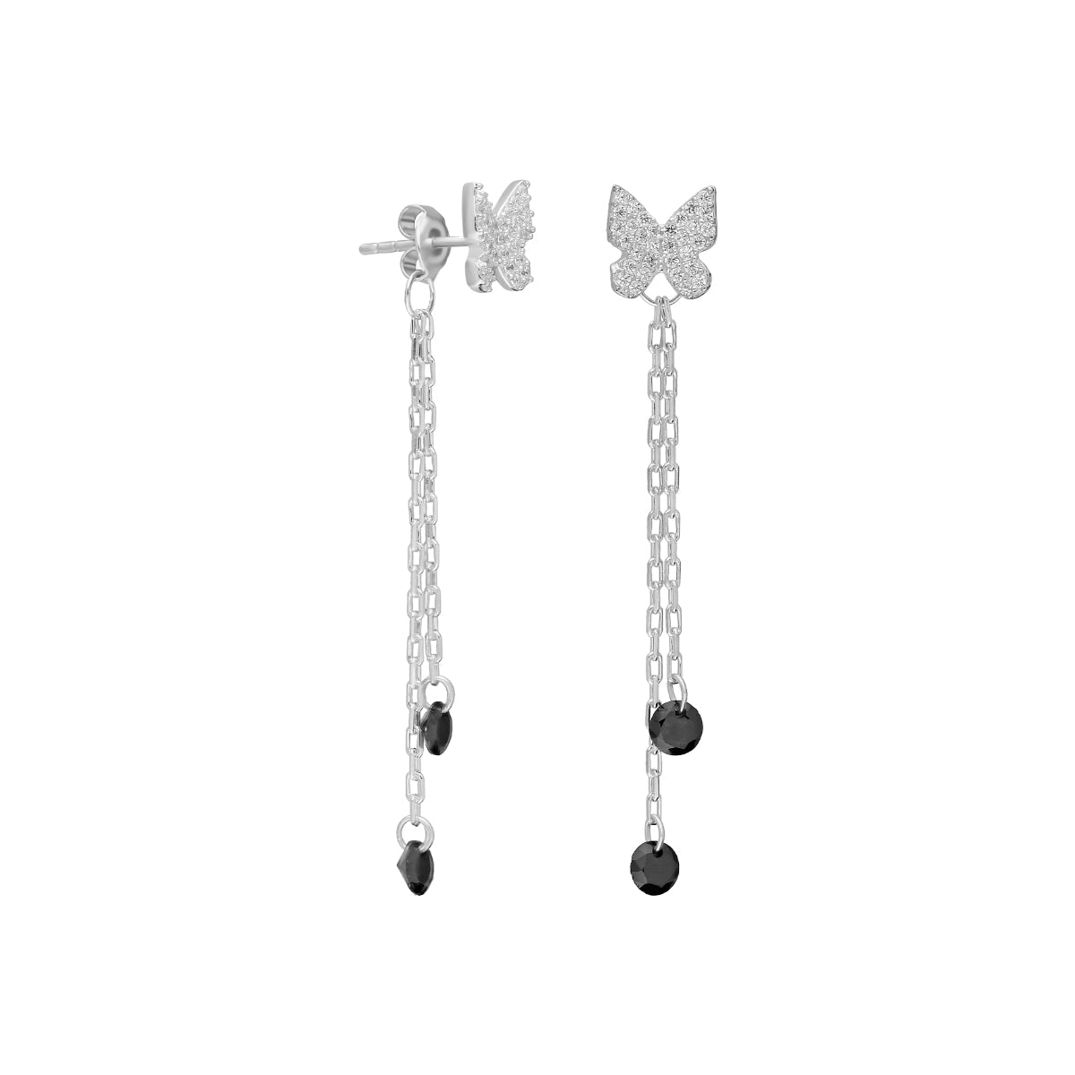 Kardelen Schwarze Schmetterling Ohrringe - 925 SILBER Schlussverkauf