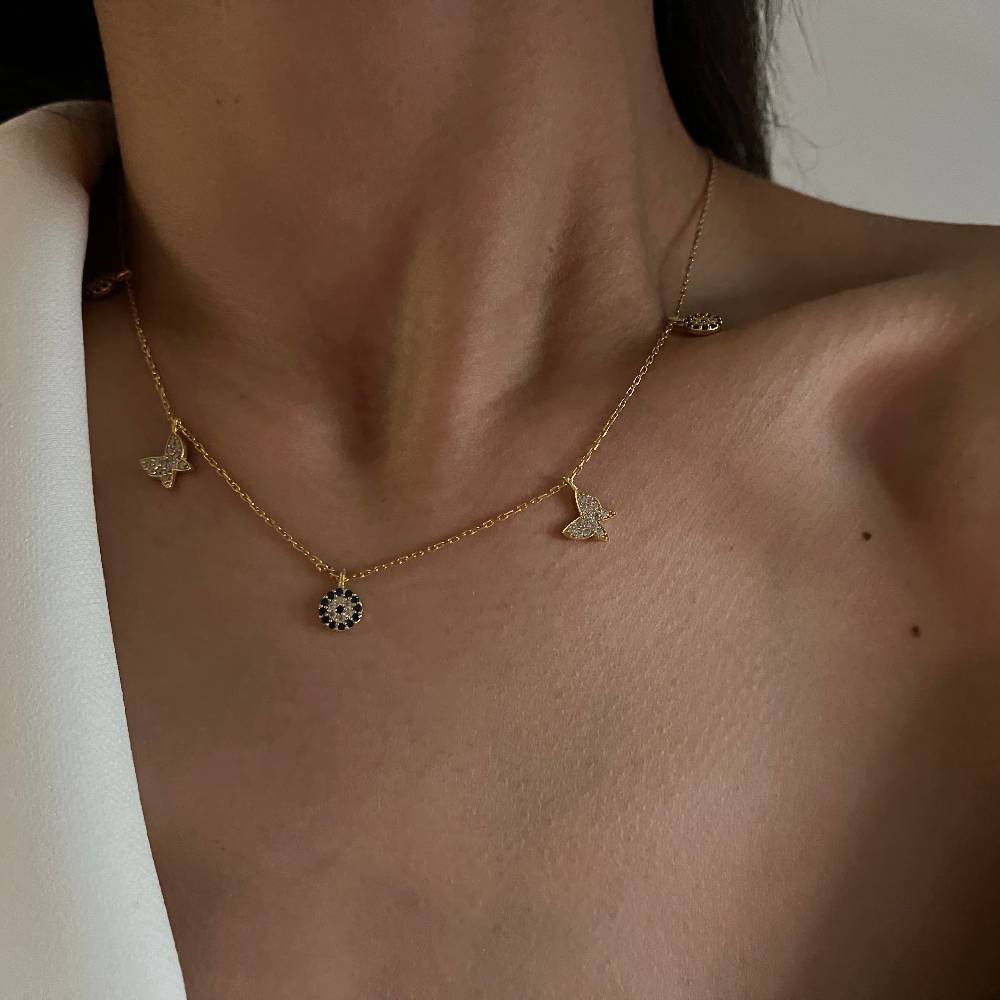 Kardelen Nazar X Butterfly Kette - 925 SILBER Limitierter Zeitrabatt