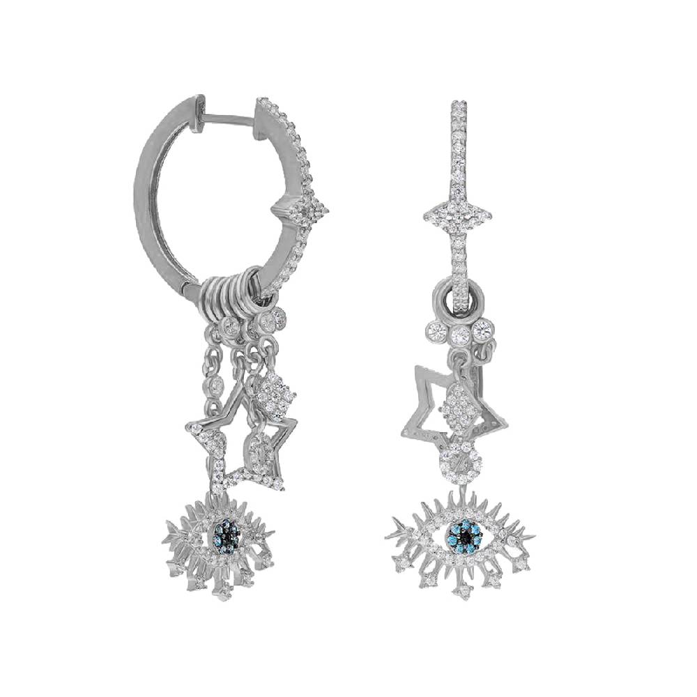 Kardelen Eye Effect Star Single Ohrring - 925 SILBER Fabrik Onlineshop