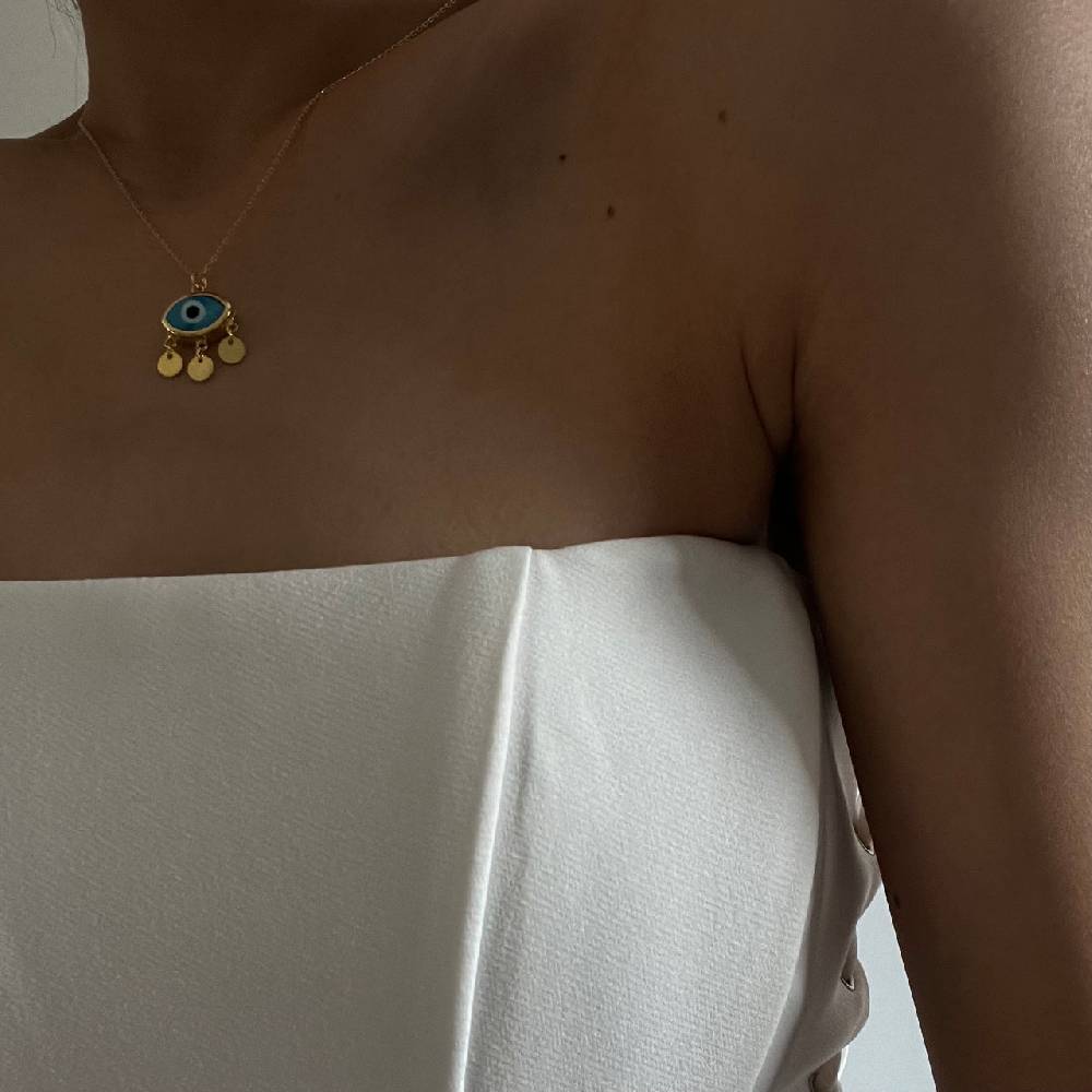Kardelen Firuze Blue Nazar Eyes Necklace - 925 SILBER Fabrikpreis